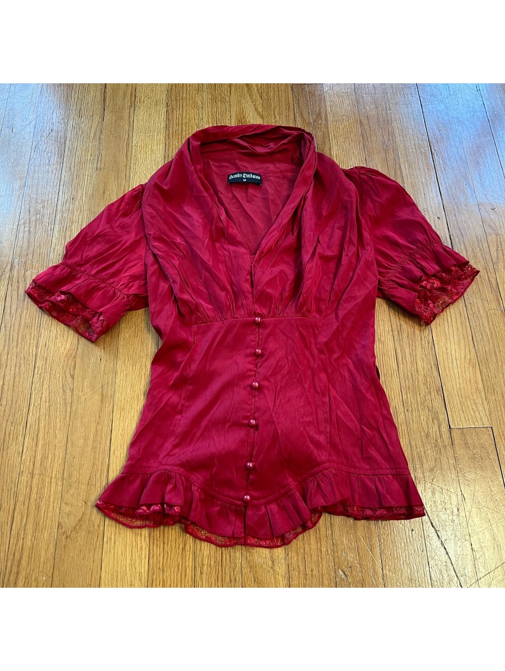 Vintage Y2K grunge emo corset medieval button up fitted office top